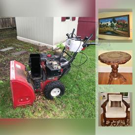 MaxSold Auction: This online auction features artwork, crystal, microwave, refrigerator, TVs, DVD player, figurines, fireplace tools, umbrellas, jewelry, vacuums, exercise bike, washer and dryer, bowling ball, office supplies, weights, luggage, outdoor furniture, garden tools and much more.