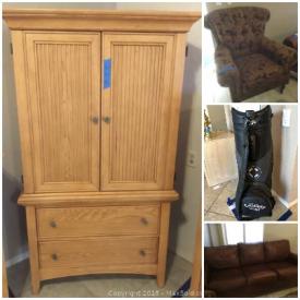 MaxSold Auction: This online auction features Metal tables, Framed Art, Wood Dining Room Set, Bedroom Furniture, Sofa, Wing Chair, Lamps and much more!