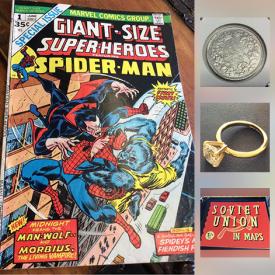 MaxSold Auction: This online auction features COLLECTIBLE: Comics; Sports cards; coins; arrowheads; Star Wars. VINTAGE: 30's : "Blondie" Book; Art Deco tuxedo set and cuff links. ANTIQUE: mechanical pencils; leather postcard; brass lock; French ivory brooch and more!