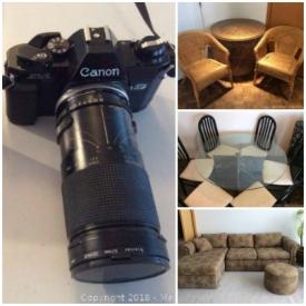 MaxSold Auction: This online auction features Canon A1 film camera, Sterling China Vintage Tea Set, Wicker Table, Ceramic Asian Motif Vases, and much more!