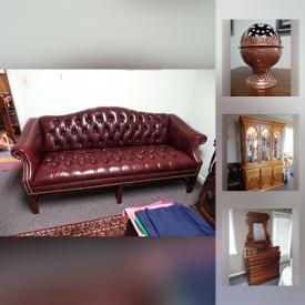 MaxSold Auction: This online auction features Chesterfield style red leather couch, Paul Jamin Signed Watercolor, Blue glass mini vase collection, Mid-Century copper Fruit Bowl from Iran, Antique Round Pedestal Table, Shirley Temple Stamp Panels. Complete 16 film Collection, and much more!