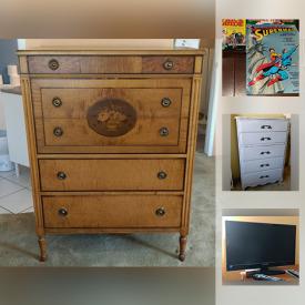 MaxSold Auction: This online auction features shelving, books, flat screen TV, cameras, toys, office supplies, classic computer, postcards, stamps, magazines, collectibles, comics, glassware, vacuum, sleeping bags, puzzles, holiday decor and much more.