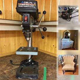 MaxSold Auction: This online auction features furniture such as wooden TV stand, vintage wooden telephone table, and dresser with mirror, collectibles such as Bacchus Limoges, Royal Doulton china, and pinwheel crystal, kitchenware such as panini press, cast iron roasting pan, and graniteware, hard and softcover books, Juan Guzman limited edition print, power tools such as Ryobi sander, Delta drill press, and Black and Decker circular saw, Craftsman lawn mower, 10 ft aluminum ladder, and much more!