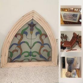 MaxSold Auction: This online auction features an vintage oak clawfoot table. Stained glass windows. Original signed and numbered art. Toy car collection. Baccarat crystal, carnival and green glass and much more!