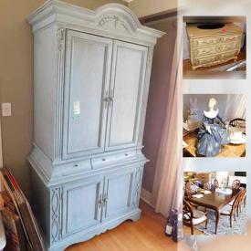 MaxSold Auction: This online auction features FURNITURE: EQ3 bedroom and office; Palma Brava bedroom pieces. Lexington Furniture TV cabinet/armoire. ART. COLLECTIBLE: Royal Doulton figurine; Beanie Babies; Barbies. China: DENBY DISH SET. Jewelry and much more!