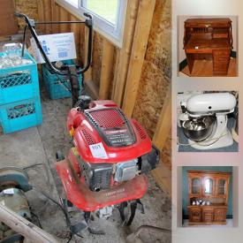 MaxSold Auction: This online auction features ANTIQUE: Goulds Manufactoring Co. corn shucker, apples press. VINTAGE: Scales, enamel sink, milk cans, wagon yoke, crockery, horse trough, suitcase, furniture. FURNITURE: Several wardrobes; vintage bedroom pieces; roll top desk. APPLIANCES: Ranges, Frigidaire refrigerator, Woods chest freezers. TOOLS: Shop power tools. SMALL APPLIANCES. COLLETIBLE: Plates, tea cup sets; Delft. Crystal/Glass. And much more!