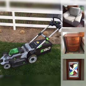 MaxSold Auction: This online auction features a Pallisier Leather sofa and chair set, Cabana Coast patio set, cherry bedroom set, Roche Bobois dining room set, office furniture. Art work. Golf and fishing. Yard and garden and much more!