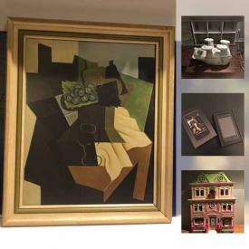 MaxSold Auction: This online auction features ART: Lissa Calvert signed lithographs, an antique print, Norval Morrisseau signed original. Polar bear glass top table. Fischer Price dollhouse. Royal Crown Derby tea cup sets and much more!