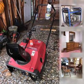 MaxSold Auction: This online auction features Puzzle Table, Metal daybed with trundle, US flag collection, refrigerator, generator, Snowblower, and much more!