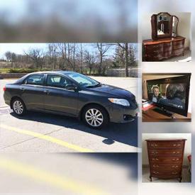 MaxSold Auction: This online auction features a 2009 Toyota Corolla. Furniture - new in 2017 Bennett Furniture sofa, electric recliner, vintage maple dinette set by Imperial Furniture, bedroom pieces. CHINA: Mikasa "Harvest Glory" place setting for 4; Wedgwood, Royal Winston and Royal Grafton pieces. COLLECTIBLE: Beswick dog and china floral arrangements. CRYSTAL/GLASS: Large Waterford vase, stemware. Dyson upright fan. Ladies coats: Vintage suede with fur collar, 2 fur capes, 2 fur coats. Birks sterling vanity mirror and much more!
