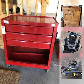 MaxSold Auction: This online auction features TOOLS: Big selection hand tools, vintage tools, power tools, tool chests, storage and work tables. YARD AND GARDEN. SPORTING EQUIPMENT. VINTAGE: Crock pot and glass door handles and much more!