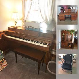 MaxSold Auction: This online auction features FURNITURE: Living room; desk; dining room and 2 bedroom suites. LG 32" TV. COLLECTIBLE: LP's; large crock; vintage typewriters. CHINA : Stylehouse 12 place settings. KENMORE FREEZER and much more!