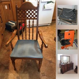 MaxSold Auction: This online auction features an outdoor bench, holiday decor, kitchenware, flat screen TV, office supplies, washer and dryer, lamps, wall art, watches, VHS tapes, CDs, vintage cameras, radios, projectors, toys, tools, grill and much more.