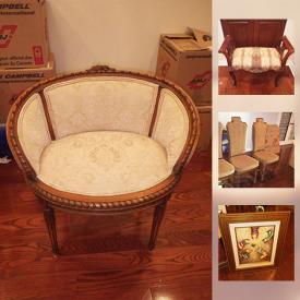 MaxSold Auction: This online auction includes furniture such as antique wood bench, leather sofa, and waterfall style dresser, collectibles such as Royal Doulton, Alfred Meakin, brass decor, and silver plate, art such as tapestries, oil on board, and framed prints, women’s clothing, jewelry, kitchenware, vintage wedding dress, and much more!