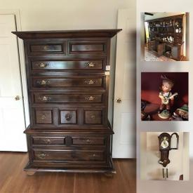 MaxSold Auction: This online auction features Settlers Pine Dining Set, Wood Bedroom Set, Vintage Velour Sofa, Bookcases, Pewter, Patio Set, Glider Bench, Hummel Figurines Extension Ladder, Snow Blower, Eden Pure Heater and much more!