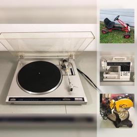 MaxSold Auction: This online auction features a Maestro Guitar; Elna sewing machine; Technics turntable; Kayser sewing machine table; LGB train bar advertisements; Omega juice extractor; Vintage Argus camera; Guitar Hero video game and accessories and much more!