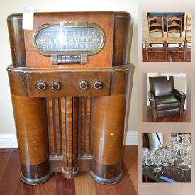 MaxSold Auction: This online auction features ANTIQUE: SONORA CRANK-OPERATED RECORD PLAYER. VINTAGE: 1930s Art Deco radio. Wooden display shelf for miniatures. COLLECTIBLE: 
Colorado Rockies memorabilia; toys. CRYSTAL/GLASS: Depression glass; Bubble glass. VINTAGE: Pyrex and assorted china and much more!