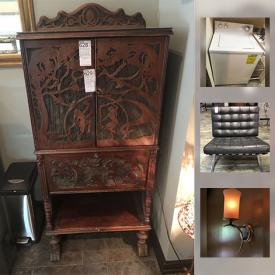 MaxSold Auction: This online auction features salon chairs, washer and dryer, soda dispenser, storage, chandelier, book cases, office supplies, computers, shelving and much more.