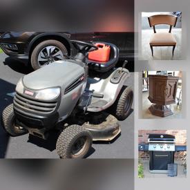 MaxSold Auction: This online auction features a Centro propane grill. YARD AND GARDEN: Concrete birdbath; Sears riding lawnmower; tools. ELECTRONICS; Stereo components, BluRay player, 2 Honeywell heaters. TOOLS/HARDWARE: Ladders, mobile power pack and much more!