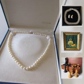 MaxSold Auction: This online auction features JEWELRY: 14 K gold clasp and post pearl necklace and earrings, 14 K rings, .925 pieces. ART: Canadian and British artists - Cheryl Orr and M.Mckeown and more; brass rubbings. ANTIQUE: Pantry boxes. COLLECTIBLE: Coins and currency; Canadian North Glass bowl by Jeff Goodman. TEXTILES: Vintage overdyed and lavendar infused blankets, shawls and bags. Soehlne kitchen scale. VINTAGE: Postcards, brass, hurricane lanterns, ironing board and much more!