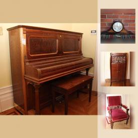 MaxSold Auction: This online auction features a Gerhard Heintzman piano. Antique Eastlake parlour set. Vintage record cabinet; washstand and washbasin set; Beasie Pease Gutmann print. Leather bound 46 volume set of Agatha Christie books. Crystal pieces including a Waterford ball. New exercise equipment including an Aero Pilates Machine and much more!