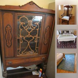 MaxSold Auction: This online auction features Ethan Allen area rugs, appliances such as Whirlpool electric stove, Rangaire refrigerator, furniture such as oak hutch, Edward Ferrell chaise lounge, table lamps, and dark wood rocking chair, collectibles such as Wedgwood pottery, Lenox, and carnival glass, oak kitchen cabinets, wooden flooring, stemware, linens, kitchenware, Ryobi cordless set, bookcases, office supplies, holiday decor, exercise equipment and much more!