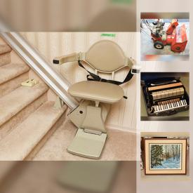 MaxSold Auction: This online auction features desk, band saw, Extension Ladder, Snow Thrower, Coffee Table, End Table, Lps, Blue Mountain Pottery, Honeywell Heater and much more!