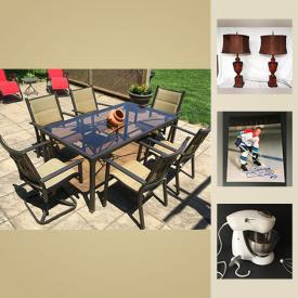 MaxSold Auction: This online auction features COLLECTIBLE: Blue Mountain Pottery, hockey cards, autographed sports photo's, stein collection, doilies. Patio table set, baker's rack and much more!