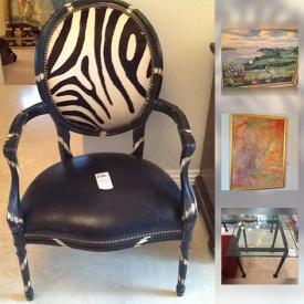 MaxSold Auction: This online auction features vases, wall art, figurines, lamps, rugs, mirror, books, prints, jewelry, bags and much more.