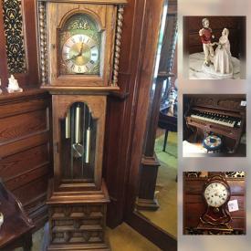 MaxSold Auction: This online auction features vintage pump organ, furniture such as marble top tables, matching upholstered chairs, vintage cedar lined cabinet, and adjustable bed, collectibles such as Royal Doulton figurines, Royal Worcester figurines, Birks figurine, Coalport, and fine china, art such as framed needlepoint, framed prints, and rose glass, table lamps, Beanie Babies, Persian wool rug and much more!