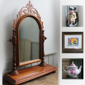 MaxSold Auction: This online auction features ANTIQUE: Victorian freestanding dressing table mirror; table linens, cut crystal. ART: Original watercolor. VINTAGE: Purses; first edition books; Kutani dish set. COLLECTIBLE: Fenton opalescent hobnail vases; amethyst glass collection and much more!