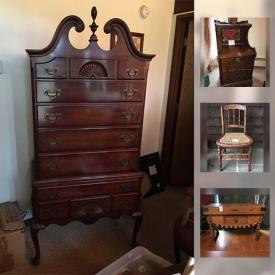 MaxSold Auction: This online auction features early French butcher block, Arlington 20th century Chippendale style highboy, early mahogany coal scuttle, Victorian style desk chair, 45 star American flag, 1886 Grants Railroad Business Atlas, Thule 4 bicycle hitch and much more!