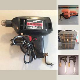 MaxSold Auction: This online auction features TOOLS: Cast iron vise, tools box with tools, power tools, shop light, subfloor adhesives and much more!