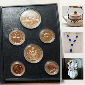 MaxSold Auction: This online auction features Jewelry. Coins and proof sets. Limited edition prints by Dorothy Francis. Sports cards; toy cars; red rose-Wade figures; ephemera; comics. Kosta vases. Royal Doulton "Bunnykins." and much more!