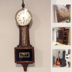 MaxSold Auction: This online auction features ANTIQUE: BEVERIDGE, SCOTLAND C. 1785 GRANDFATHER CLOCK, MARBLE TOP DRESSER, INGRAHAM PENDULUM CLOCK. ELECTRONICS: Bose sound system, computer componets, LG TV. CAMERA: Nikon, tripod, umbrella and more!. Tradition guitar, stand, case. COLLECTIBLE: Moorcroft vase, Doulton Burslem planter. SPORTING GOODS: Nomad inflatable kayak and paddle and much more!