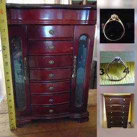 MaxSold Auction: This online auction features JEWELRY: 10 and 14 K gold; sterling; costume. COLLECTIBLES: LP's; sports memorabilia; comics. Toshiba notebook. PETS: Mason jar pet bowl; pet/child gates. Wine rack. Copper bottom pans and much more!