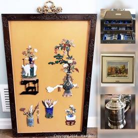 MaxSold Auction: This online auction features Sterling silver serving pieces and 120 piece Birk's flatware set in original case. Chinese porcelain, art, bronze, carved jade, snuff bottle collection and books on art and collectibles and much more!