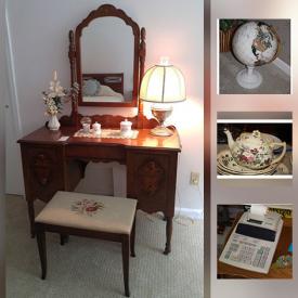 MaxSold Auction: This online auction features FURNITURE: Living, den, dining room, bedroom including a vintage vanity, stool and two twin beds. An Antique treadle sewing machine. clawfoot folding table. Royal Doulton "Wildflower" dish set. Bell collection and much more!