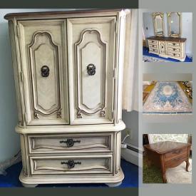 MaxSold Auction: This online auction features vintage Victorian style lamps with crystals, vintage cash register, vintage electronics and radios, pet carriers, Rogers flatware by Oneida, marble side table, gilded demitasse set and much more!