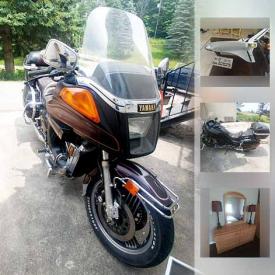 MaxSold Auction: This online auction features a Yamaha motorcycle. Antique horse drawn buggy. Collectible Jim Beam decanters. Several bedroom suites. Bicycles in various states of usefullness and much more!