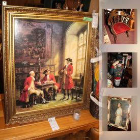 MaxSold Auction: This online auction features Copper cookware. Reproduction art. Vinyl, Elvis, souvenir spoons, tea pot and tall ships collections. Vintage sleigh. Cabinet with built in aquarium. GE electric range and much more!