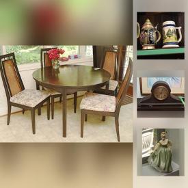 MaxSold Auction: This online auction features Furniture: Dining room china cabinet and dining table with four chairs. Electronics. Tools: Belt sander, Leeson air compressor, Beaver table saw, Busy Bee grinder, Shopsmith mark 5. Art: Including textile pieces. Collectibles: Vintage records; china florals; Knowles plates; Royal Doulton figurine; tea cup sets; copper; barware/pewter; vintage health and beauty containers. Small appliances. VINTAGE: Singer sewing machine and creme separator and much more!