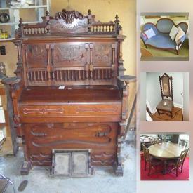 MaxSold Auction: This online auction features vintage furniture, Victorian clothes, hurricane lamps, Asian pitchers, fine china tea cups and saucers, pottery crocks, cast iron skillets and pans and much more!