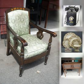 MaxSold Auction: This online auction features Royal Albert "Heather Bell" English Bone China, Marked Daum French Crystal Glass Dish, Antique Wooden Spindle-back Armchair, Boat anchor, dolls, Vintage Metal Toy Dump Truck, "Rock Hopper" bicycle and much more!