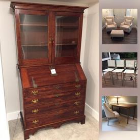 MaxSold Auction: This online auction features Jaipur Outdoor Rug, Outdoor Side Tables, Teak Serving Tray With Stand, Antique 2 Piece Secretary Desk, Crate And Barrel Narrow Bookcase, lamps, FLOR Carpet Tiles and much more!