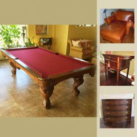 MaxSold Auction: This online auction features: Kasson billiards table; African and other international art; Xbox and more electronics; Drexel furniture; signed art including prints, watercolors and sculpture; outdoor furniture including a bar, wrought iron patio set, and more; antique fireplace insert with ceramic tiles; inversion table and much more!