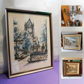 MaxSold Auction: This online auction features Asian and Chinese Scrolls, decor and china. Framed Art: Originals, prints and more. CHINA: Paragon, Noritake, Old Foley, Royal Copenhagen, Aynsley and more Dishes and Tea Cups. Silver plate Framed Art originals prints and much more!