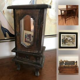 MaxSold Auction: This online auction features ART: AY Jackson limited edition print 182/1495, stained glass. TEAK: MC side tables, accessories. COLLECTIBLE: Lladro; Goebel; china floral's; brass; paperweights. ANTIQUE: Oak Parlor table. VINTAGE: BUDDY METAL TRUCKS; coffee grinder; Pyrex bowls. GLASS/CRYSTAL: Murano; STERLING OVERLAY; cobalt; GREEN DEPRESSION; vases; Turkish art glass bowls. CHINA: Noritake "South Gate" dishes; 4 place settings Royal Doulton "Bunnykins." and much more!