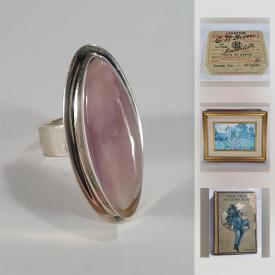 MaxSold Auction: This online auction features JEWELRY: Gemstone and semi-precious stones set in Sterling, designer costume. Vintage books. Keirstead print and much more!