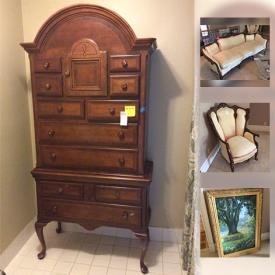 MaxSold Auction: This online auction features mirrors, artwork, books, luggage, sports equipment, holiday decor, exercise machine, golf clubs, tools flags and much more.